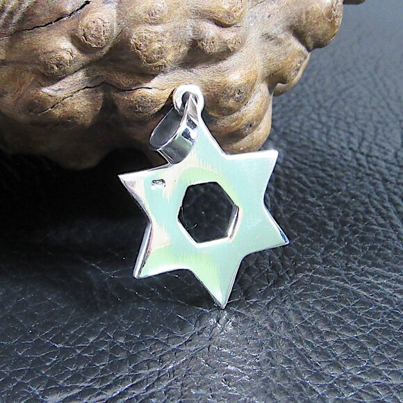 Solid 925 Sterling Silver Jewish Star of David / Bethlehem Hexagon Pendant - Picture 3 of 10